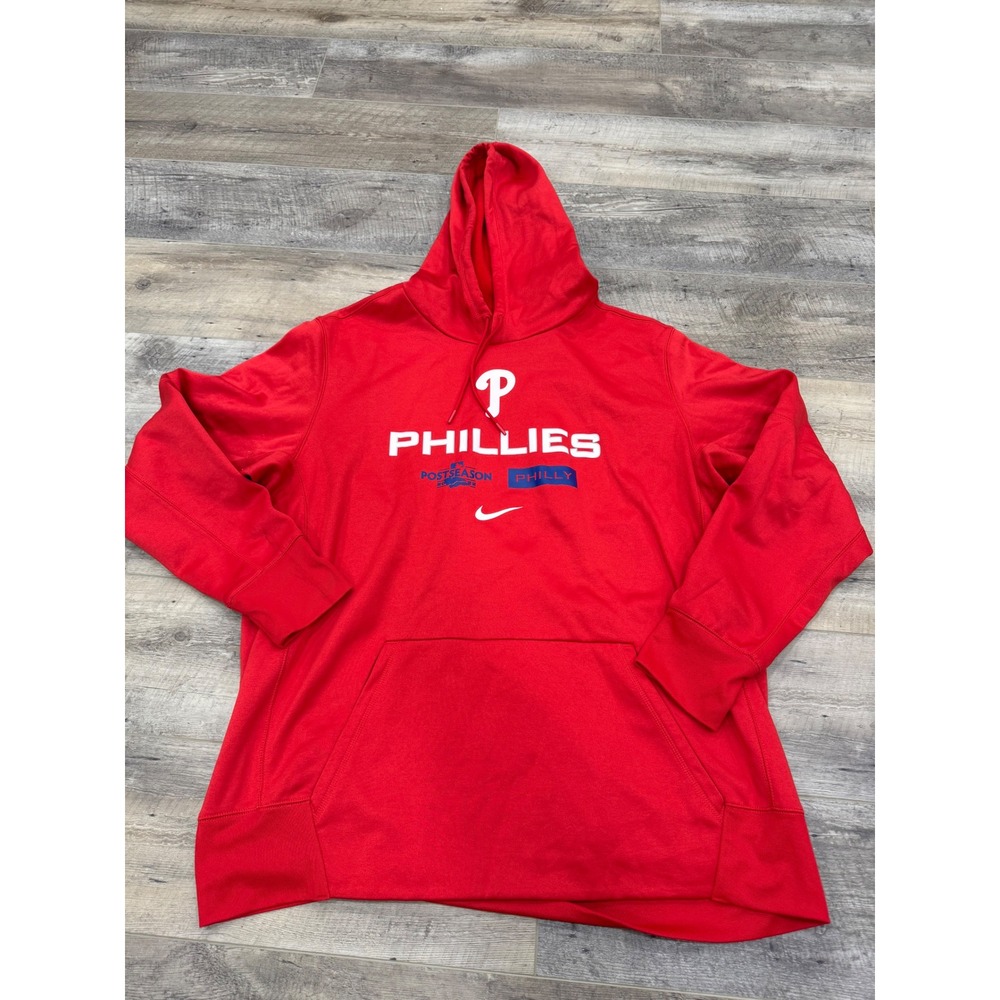 Nike Philadelphia Phillies 2022 Postseason Dri-FIT Hoodie Red Mens XXL NKAQ-62Q